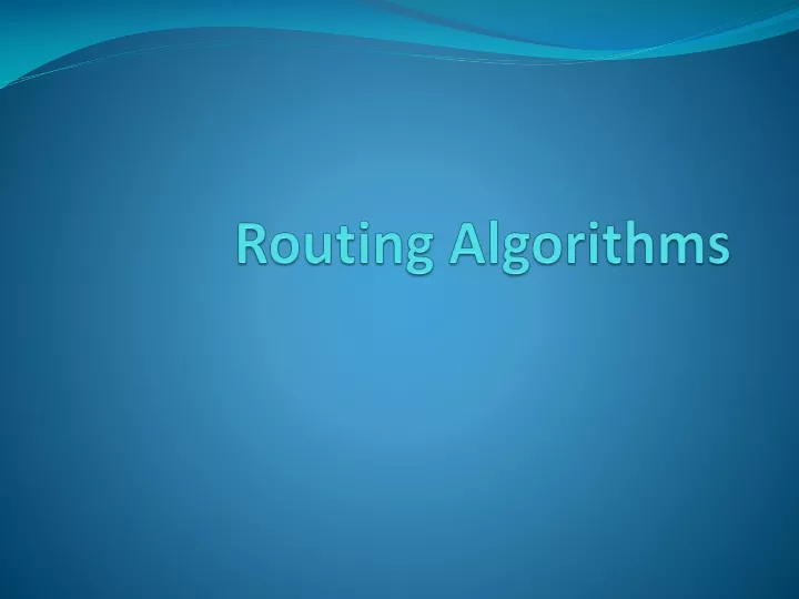routing algorithms