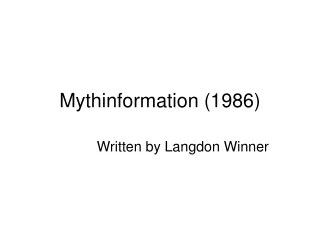 Mythinformation (1986)
