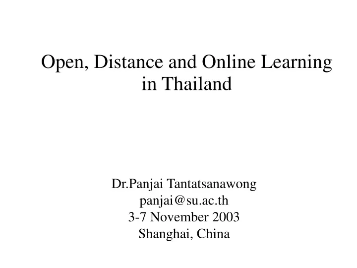 open distance and online learning in thailand