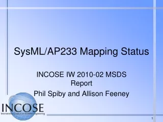 SysML/AP233 Mapping Status