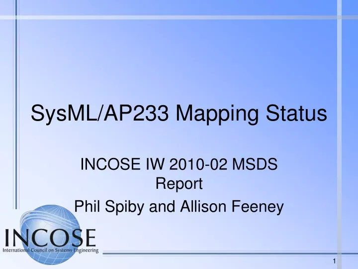 sysml ap233 mapping status