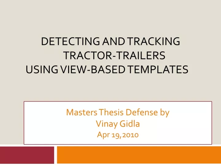 detecting and tracking tractor trailers using view based templates