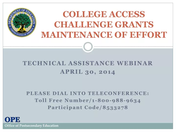 college access challenge grants maintenance of effort