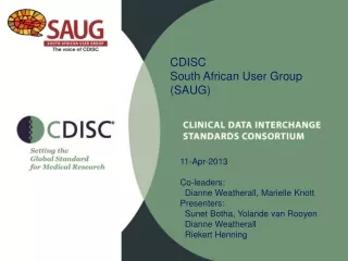 CDISC  South African User Group (SAUG)