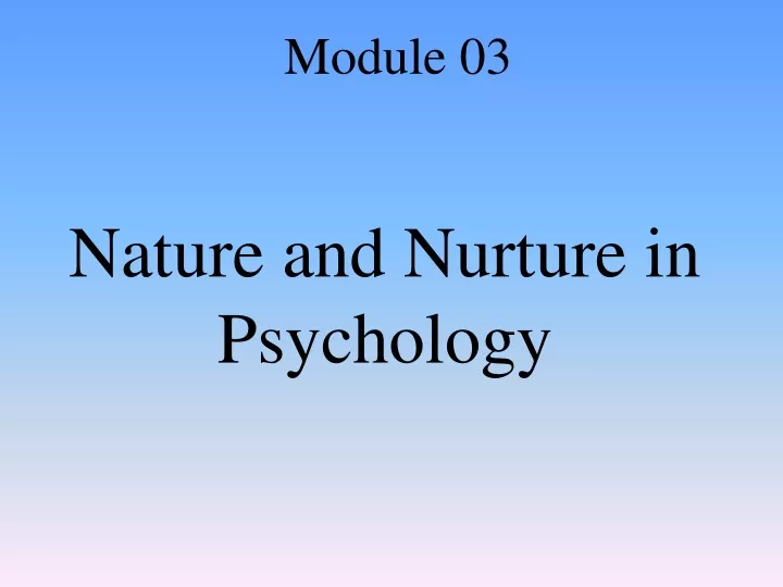 nature and nurture in psychology