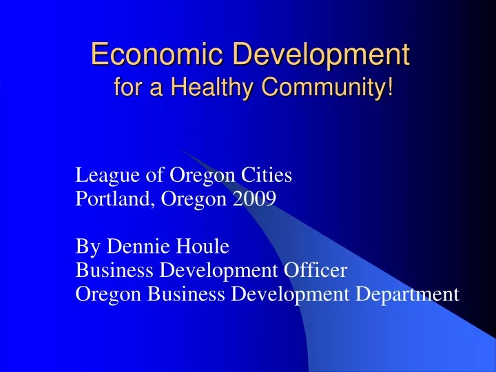 economic development for a healthy community