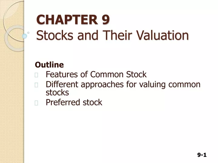 chapter 9 stocks and their valuation