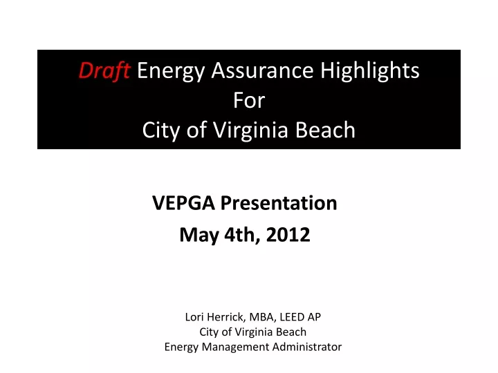 draft energy assurance highlights for city of virginia beach
