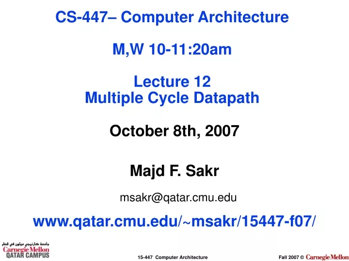 cs 447 computer architecture m w 10 11 20am