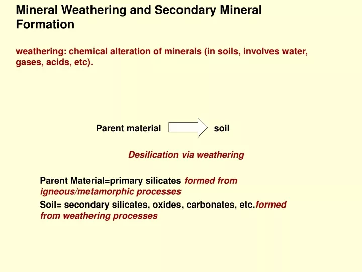 mineral weathering and secondary mineral