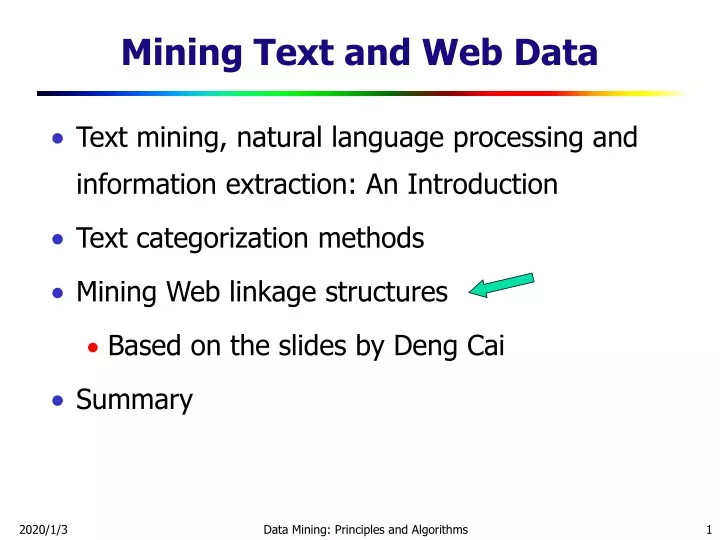 mining text and web data