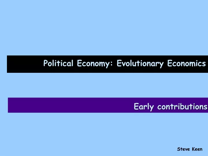 political economy evolutionary economics