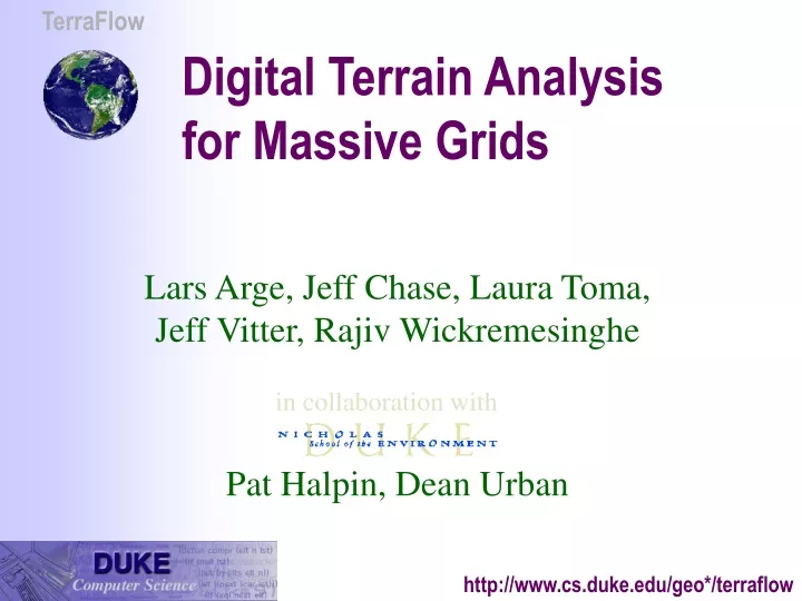 digital terrain analysis for massive grids
