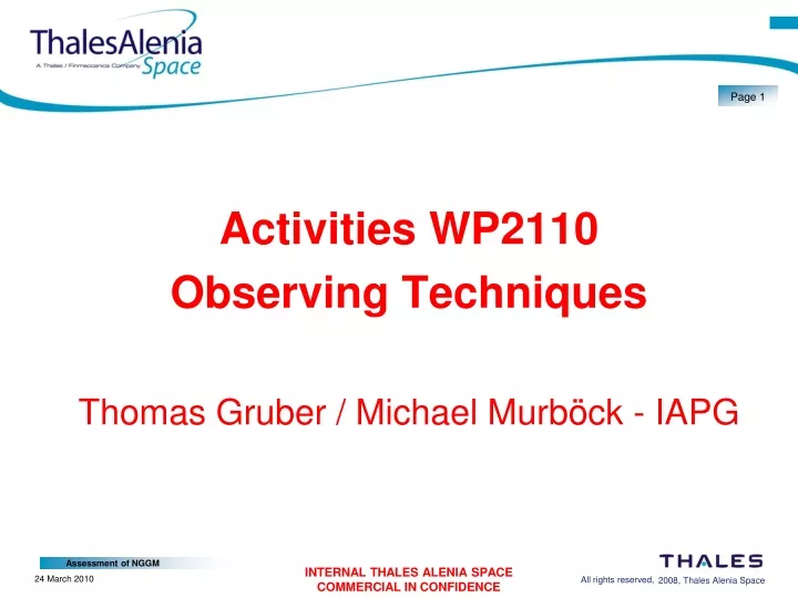 activities wp2110 observing techniques thomas
