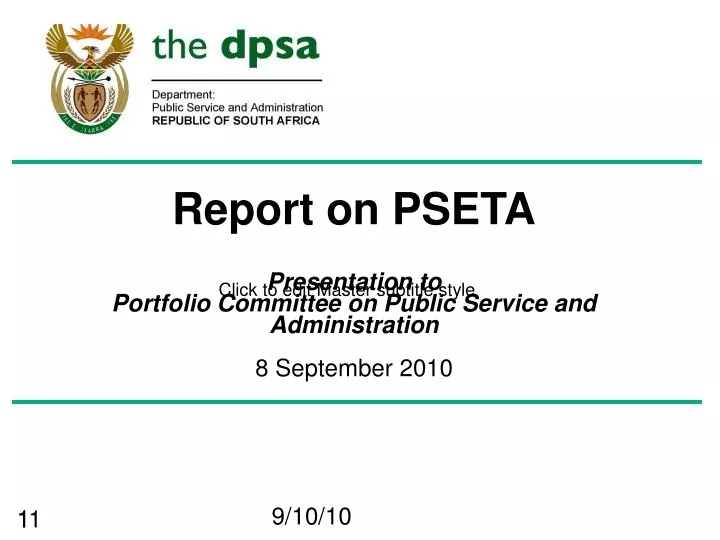 report on pseta presentation to portfolio