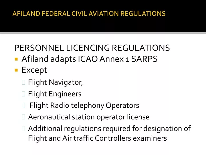 afiland federal civil aviation regulations