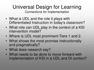 Universal Design for Learning Connections for Implementation