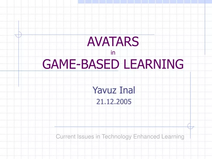 avatars in game based learning