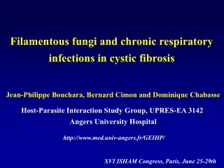Filamentous fungi and chronic respiratory infections in cystic fibrosis
