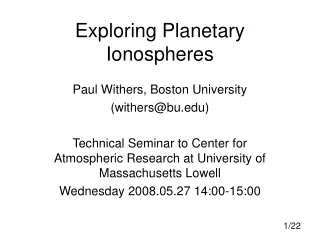Exploring Planetary Ionospheres