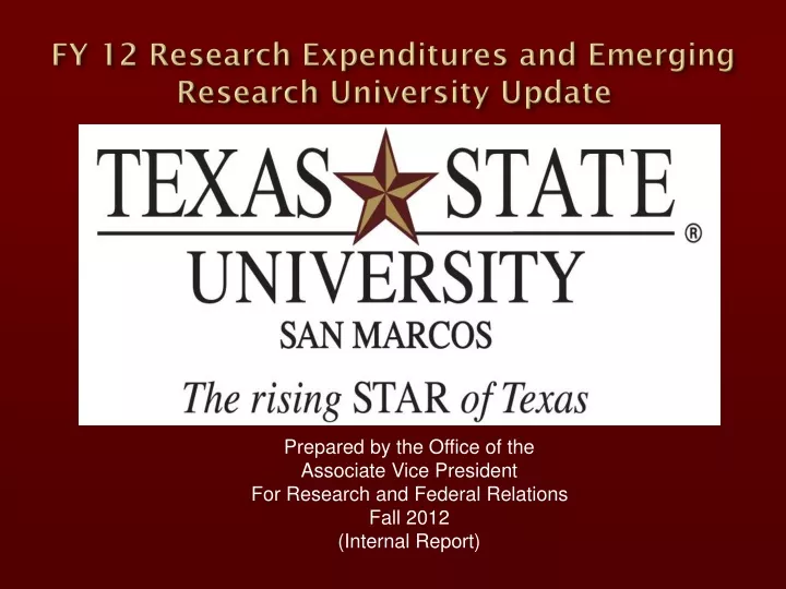 fy 12 research expenditures and emerging research university update