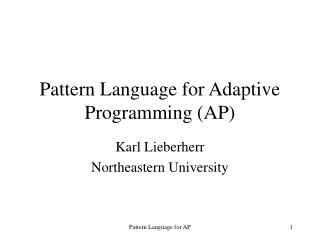 Pattern Language for Adaptive Programming (AP)