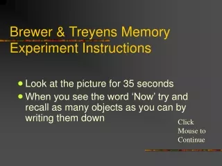 Brewer &amp; Treyens Memory Experiment Instructions