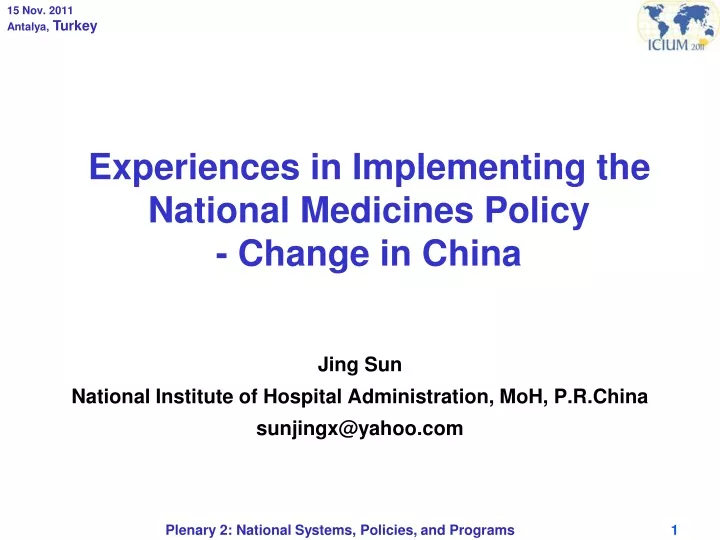 jing sun national institute of hospital administration moh p r china sunjingx@yahoo com