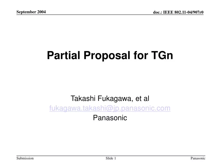 partial proposal for tgn