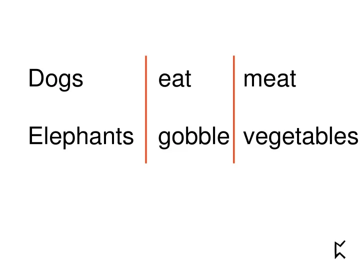 dogs eat meat elephants gobble vegetables