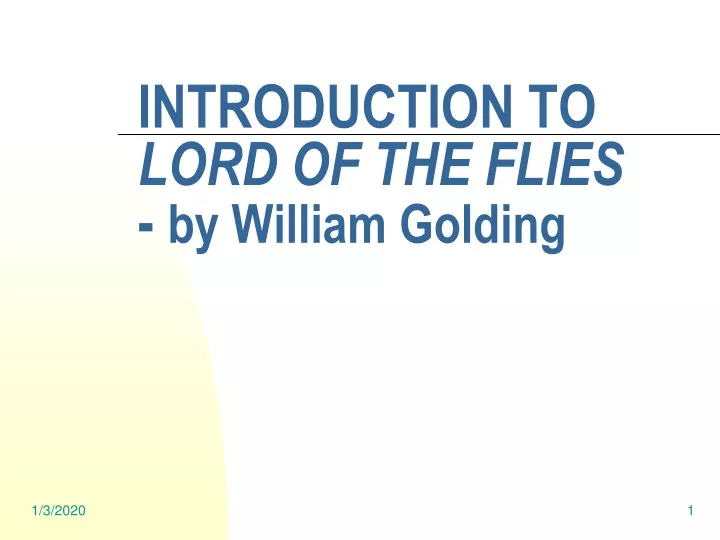 introduction to lord of the flies by william golding