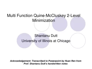 Multi Function Quine-McCluskey 2-Level Minimization