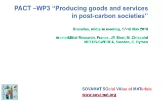 PACT –WP3 “Producing goods and services in post-carbon societies”