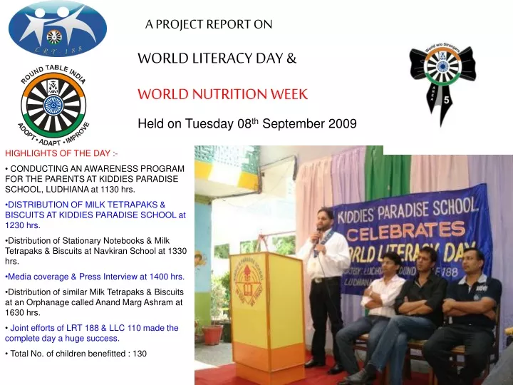 a project report on world literacy day world