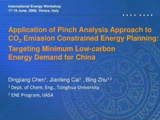 Application  o f Pinch Analysis Approach  t o  CO 2  Emission Constrained Energy Planning :