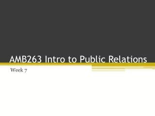 AMB263 Intro to Public Relations