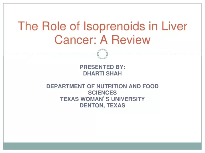 the role of isoprenoids in liver cancer a review