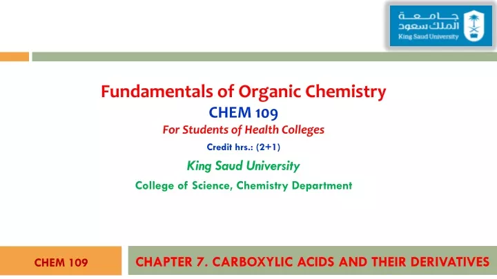 chapter 7 carboxylic acids and their derivatives