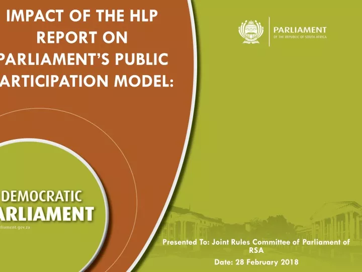 impact of the hlp report on parliament s public