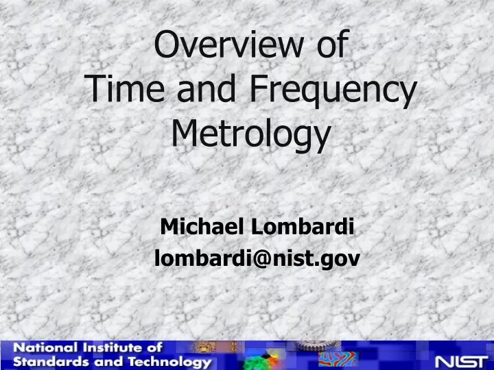 overview of time and frequency metrology