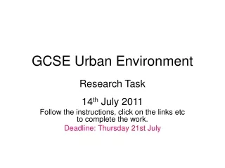 GCSE Urban Environment