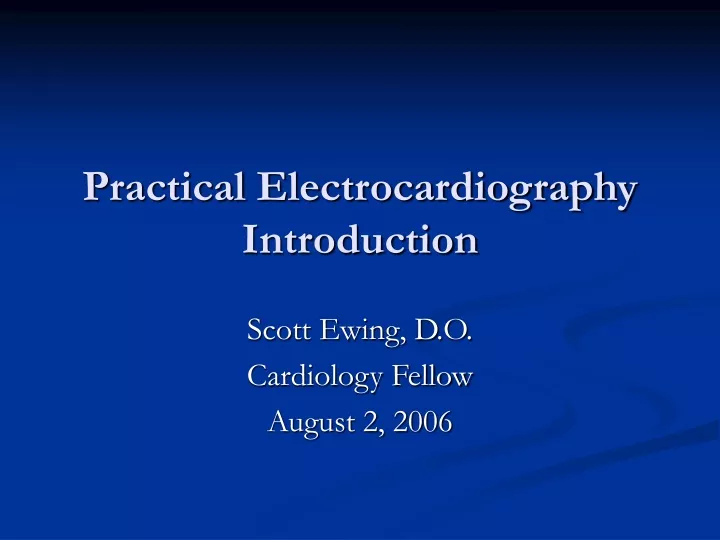 practical electrocardiography introduction