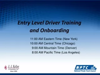 Entry Level Driver Training  and Onboarding