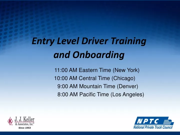 entry level driver training and onboarding