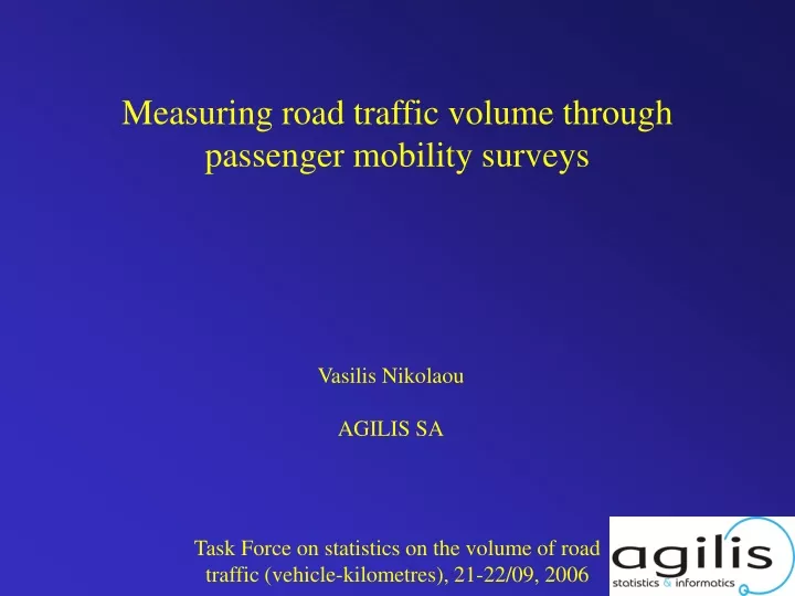 measuring road traffic volume through passenger mobility surveys