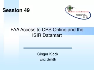 FAA Access to CPS Online and the ISIR Datamart