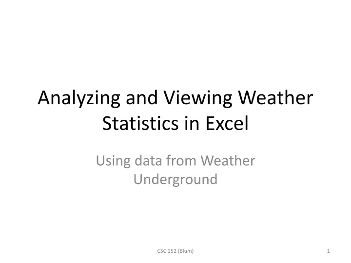 analyzing and viewing weather statistics in excel