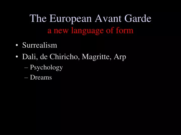 the european avant garde a new language of form