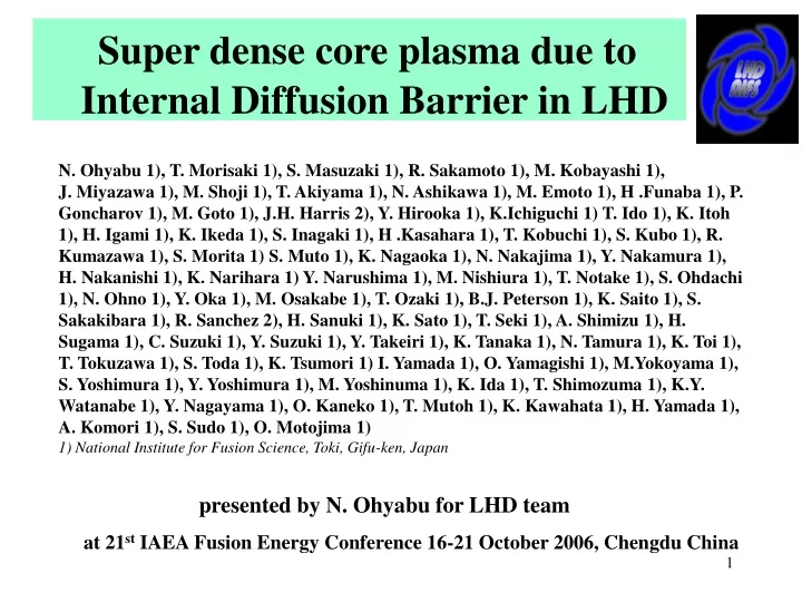 super dense core plasma due to internal diffusion barrier in lhd