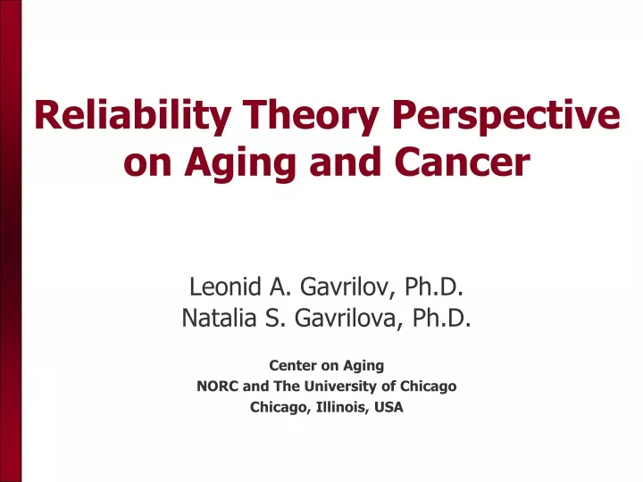 reliability theory perspective on aging and cancer